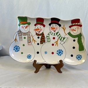 La Dolce Vita Snowman Stripe Collection Large Platter